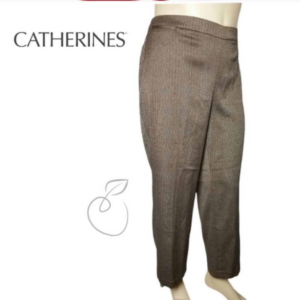 CATHERINES REFINED FIT BROWN PANTS SZ 0X